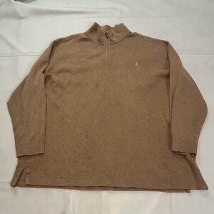Polo Ralph Lauren Men 3XB Big Quarter 1/4 Zip Sweater Brown Cotton Old Money4661